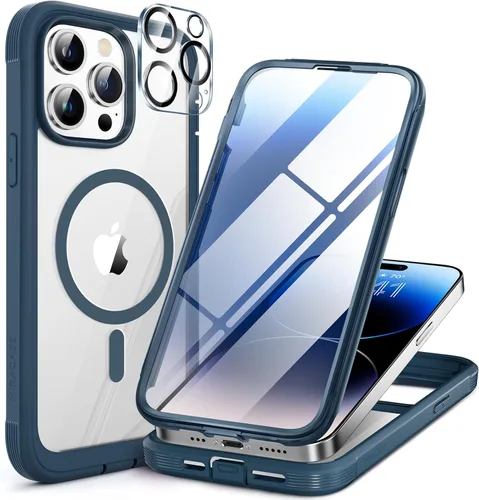 Miniatura 24 de Miracase Funda para iPhone 13 de 6.1 pulgadas, [sin burbujas] funda de teléfono de cuerpo completo con pantalla de vidrio completa integrada, sin