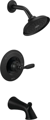 Miniatura 3 de Delta Faucet Woodhurst 14 Series - Grifo de bañera y ducha de una sola manija de níquel cepillado, kit de molduras de ducha con cabezal de ducha