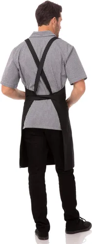 Miniatura 3 de Chef Works Delantal con pechera con espalda cruzada unisex personalizado Negro