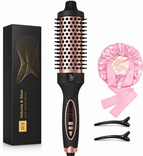Miniatura 8 de IUI Cepillo térmico de belleza, cepillo redondo calentado con 5 ajustes de calor y pantalla LED, cepillo térmico de iones negativos de 1.5 pulgadas