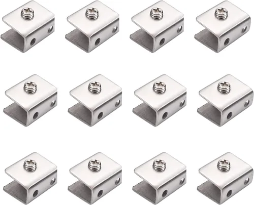 Miniatura 14 de MroMax 12PCS 1.1" x 0.87" x 0.47" (LxWxH) Soporte de estante de vidrio semicírculo ajustable acero inoxidable puerta gabinete clip plateado