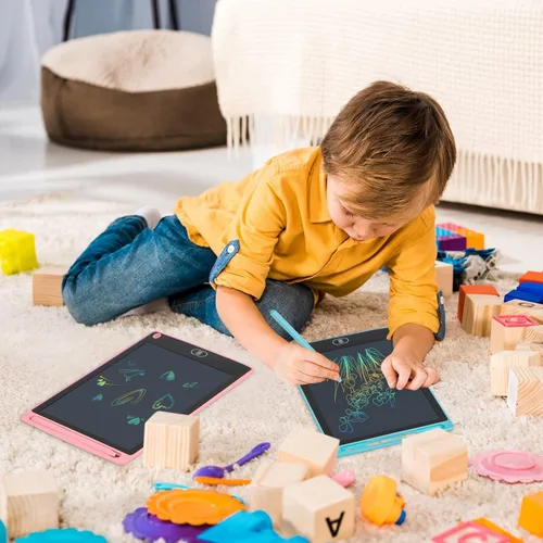 Miniatura 8 de Tableta de escritura LCD, 2 paquetes de almohadillas de dibujo para niños de 3, 4, 5, 6 años, 8.5 pulgadas, líneas coloridas, garabatos, juguetes