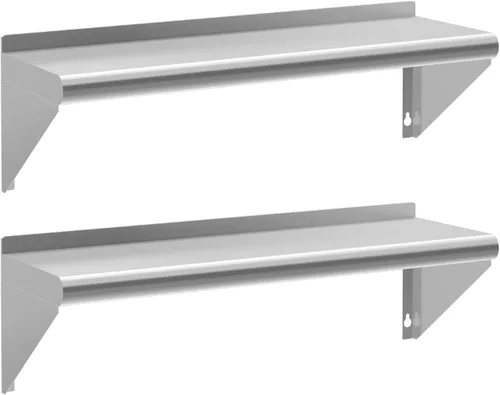 Miniatura 26 de Estante de acero inoxidable de 12 x 36 pulgadas, estantes de acero inoxidable comerciales de 300 libras para montaje en pared, estantes de metal 1