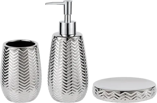 Miniatura 8 de Accesorios de baño dorados 3 piezas de accesorios de baño elegantes, dispensador de jabón dorado, bomba dispensadora de jabón, vaso y jabonera