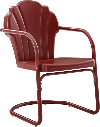 Crosley Furniture Tulip - Juego de 2 sillas para exteriores, sillas de patio de metal retro para comedor, porche, terraza, balcón, satén rojo oscuro