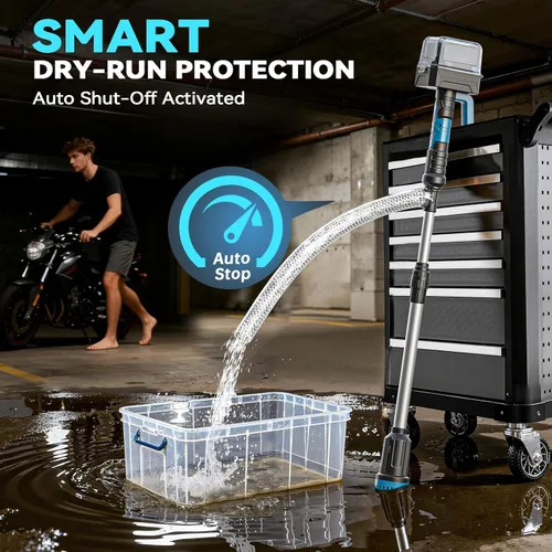 Miniatura 7 de Ecarke Bomba de transferencia de agua inalámbrica sin escobillas de 840 GPH compatible con Makita de 18 V (solo herramienta), apagado automático