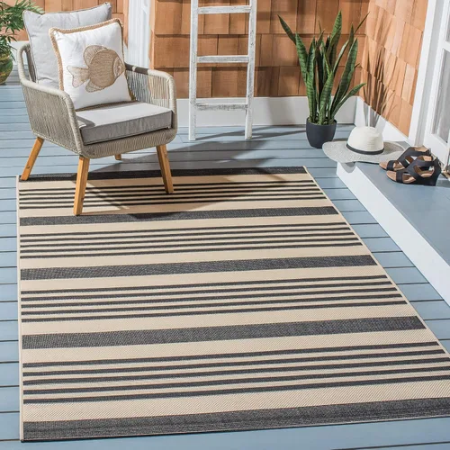 Miniatura 88 de SAFAVIEH Courtyard Collection - Alfombra decorativa, 2.3 x 5 pies, beige y verde oscuro, para interior/exterior, resistente a la intemperie