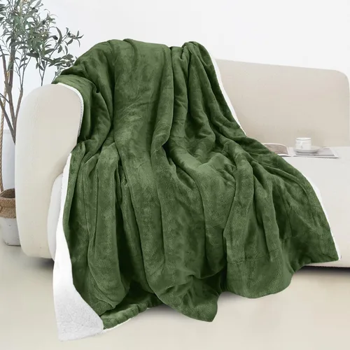 Miniatura 32 de Elegant Comfort - Manta reversible y ultra suave de franela con forro polar - Manta de sherpa navideña de invierno - Ligera, suave y acogedora