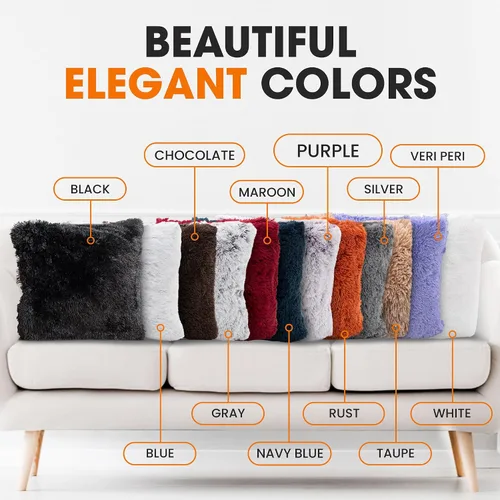 Miniatura 6 de Cheer Collection Almohadas Decorativas para Sofá y Cama, Almohadas Decorativas Suaves y Peludas con Rellenos Incluidos, Acogedoras Almohadas de Piel