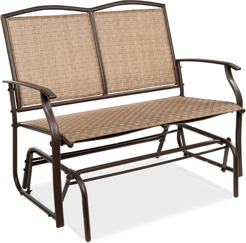 Best Choice Products Columpio Deslizante de Patio al Aire Libre para 2 Personas Banco de Acero Asiento Doble Mecedora para Terraza, Porche con Tela