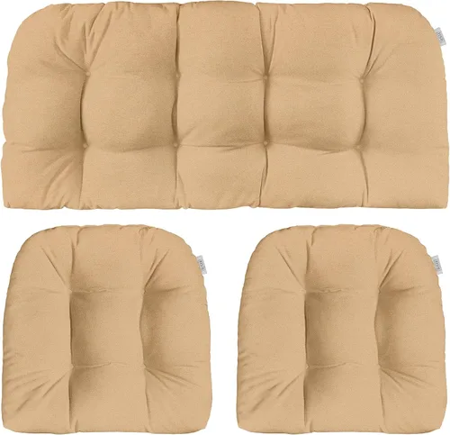 Miniatura 38 de RSH DECOR: Sunbrella - Juego de 3 cojines de mimbre copetudos 41 x 19 pulgadas y 19 x 19 pulgadas Fabricado con tela de rendimiento Sunbrella