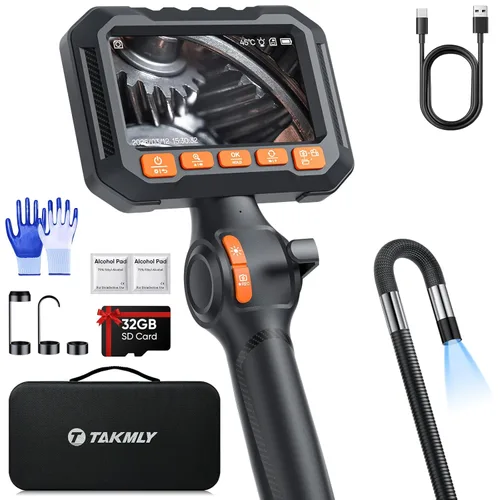 Miniatura 9 de T TAKMLY Cámara de endoscopio con luz, boroscopio industrial de lente dual 1080P con 8 luces LED, cámaras de inspección tipo serpiente de 4.3