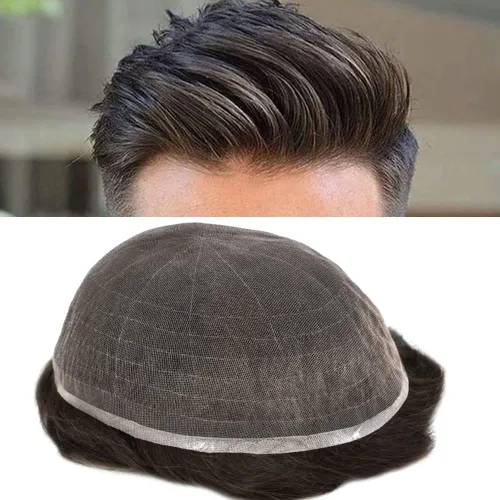 Miniatura 33 de PUNRU HAIR Completo Swiss Lace Toupee para hombres Sistema de cabello humano real Sistema de reemplazo de cabello humano para hombre Toupee