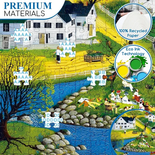 Miniatura 2 de Rompecabezas de 500 piezas para adultos Rompecabezas de pueblo costero Rompecabezas de cartón reciclado blanco de 500 piezas Rompecabezas