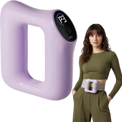Miniatura 7 de Masajeador de anillo de fascia para grasa del vientre, masajeador ergonómico con cinturón, masajeador muscular de tejido profundo, 3 modos y 5 Rosa