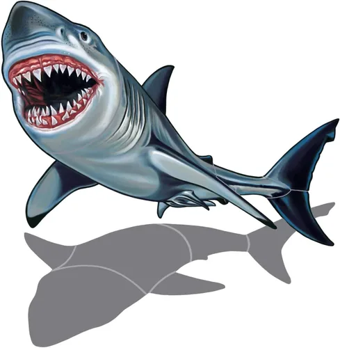 Miniatura 2 de Great White Shark - Mosaico de porcelana para piscina (32 x 18 pulgadas)