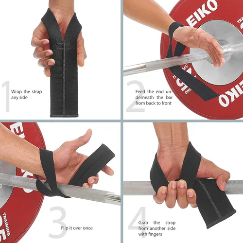 Miniatura 2 de WARM BODY COLD MIND V1 Correas de Levantamiento para Muñeca para Halterofilia Olímpica - Clasificadas para 660 lb - Vendas de Mano para Negro