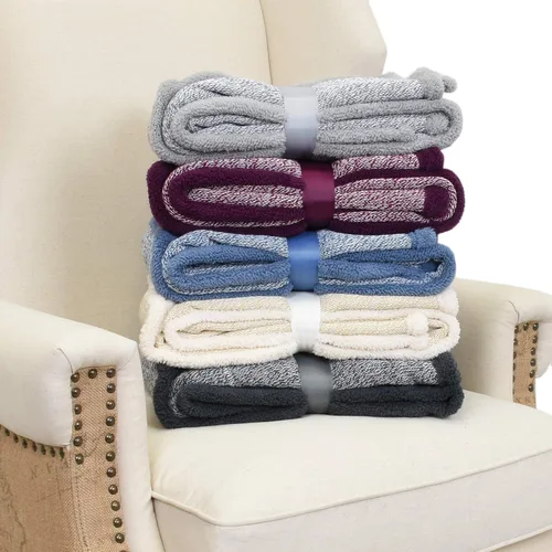 Miniatura 7 de Manta de punto Sherpa súper suave y acogedora con forro polar de felpa para entrenador y cama de 50 x 60 pulgadas, reversible, cálida para todas