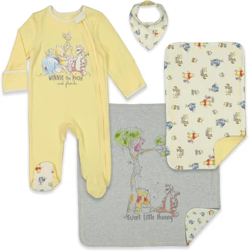 Miniatura 8 de Disney Winnie the Pooh, Lion King, Pixar Monsters Inc. Baby Sleep N' Play - Conjunto de 4 piezas de manta con babero y paño para eructos