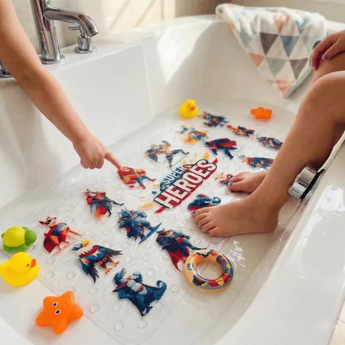 Miniatura 12 de BEEHOMEE Tapetes de baño para bañera para niños, bebés y niños pequeños - Grandes tapetes antideslizantes de dibujos animados para baño, bañera