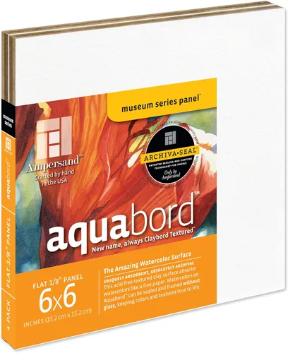 Ampersand Art Supply Aquabord - Panel de pintura de acuarela, superficie altamente absorbente para acuarela, gouache y caseína de 6 x 6 pulgadas,