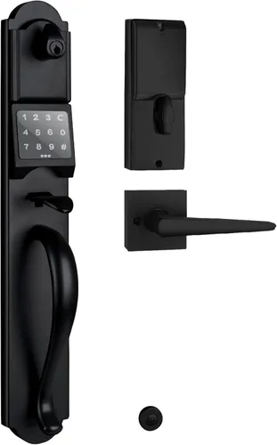 Cerradura de puerta de entrada sin llave con teclado para pantalla táctil, juego de manija exterior electrónica en borde Camelot, cerradura de