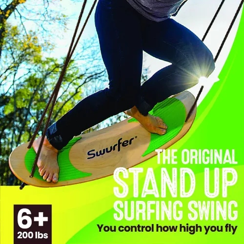 Miniatura 2 de Swurfer Stand Up TreeSkate Columpio para exteriores - Columpio de árbol para niños con asas ajustables, equipo de juego al aire libre para niños