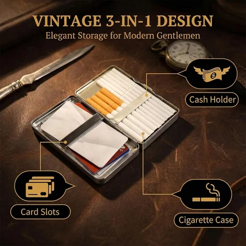 Miniatura 2 de Vintage Art Deco - Funda versátil para tarjetas y efectivo, cartera delgada de metal para mujeres y hombres, tarjetas de visita de identificación