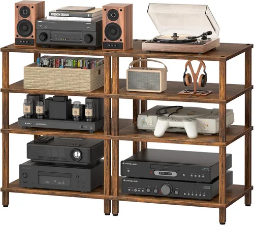 Miniatura 22 de Soporte para reproductor multimedia AV de 3 niveles, gabinete estéreo, gabinete estéreo moderno, estante de consola de juegos, soporte de TV