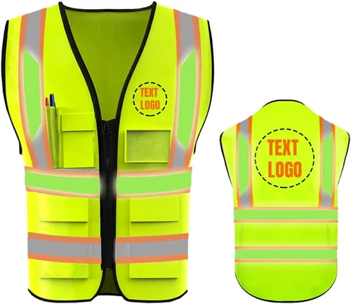 Miniatura 14 de Chaleco de Seguridad de Alta Visibilidad con Alta Reflectividad, Ropa de Trabajo de Seguridad Personalizada con Logotipo, Tiras Reflectantes