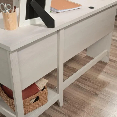 Miniatura 6 de Sauder Summit Station - Escritorio esquinero en forma de L para oficina en casa con cajón y estante de almacenamiento abierto, en roble glaciar