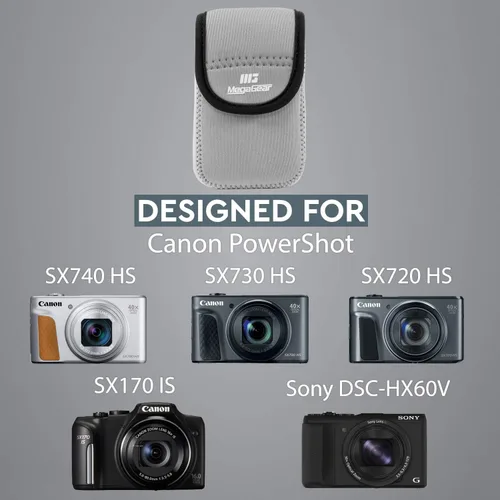 Miniatura 5 de Megagear Canon Powershot Sx730 Hs, Sx720 Hs, Sx710 Hs, Sx700 Hs, Sony Cyber-Shot Dsc-Hx60V Funda de neopreno ultra ligera para cámara, con Gris