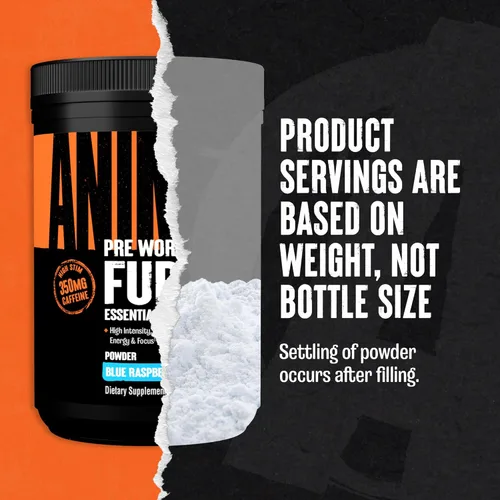 Miniatura 2 de Animal Fury - Suplemento en polvo antes del entrenamiento para energía y concentración, 0.18 onzas de BCAA y 350 mg de óxido nítrico de cafeína sin
