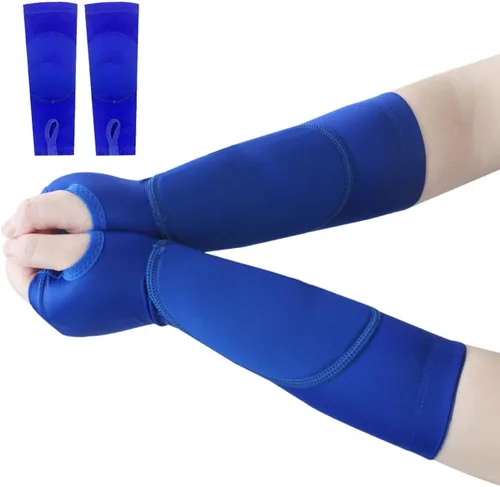 Miniatura 7 de DONGKER 1 par de mangas de voleibol para brazos, mangas de antebrazo con agujero para el pulgar para hombres y mujeres, entrenamiento de voleibol
