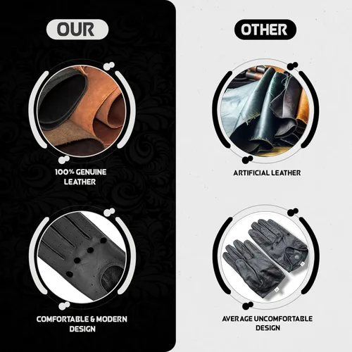 Miniatura 6 de M&H Since 1978 Guantes de conducción para hombre - Guantes de cuero para hombre - Guantes de conducción de automóviles - Guantes de conducción