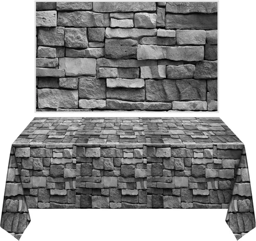 Chuangdi 2 hojas de 4.5 x 9 pies, medieval, telón de fondo de pared de ladrillo de piedra de castillo, cortinas para puerta, mantel extraíble, foto