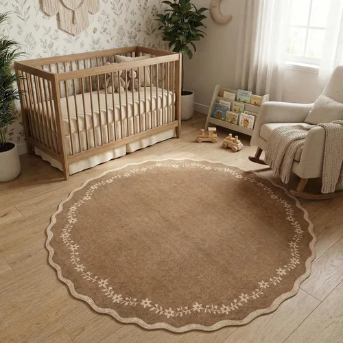 Miniatura 11 de GarveeHome Alfombra de entrada festoneada, 2 x 3, color azul sólido, lavable, alfombra floral para entrada interior, alfombra floral antideslizante
