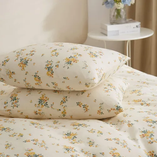 Miniatura 7 de EAVD - Juego de funda de edredón floral amarillo, tamaño Queen, de algodón, reversible, con estampado de jardín, floral, estético, 1 funda