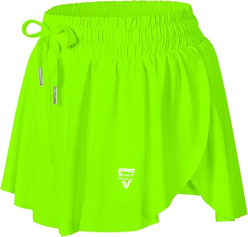 Wsirmet - Pantalones cortos deportivos y holgados 2 en 1 para mujer, diseño de elastano de verano, para yoga, faldas tipo mariposa, ropa linda