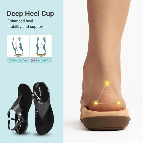 Miniatura 6 de DREAM PAIRS Sandalias planas para mujer, con soporte de arco, ortopédicas, cómodas, suaves, acolchadas, para verano, con correa en T