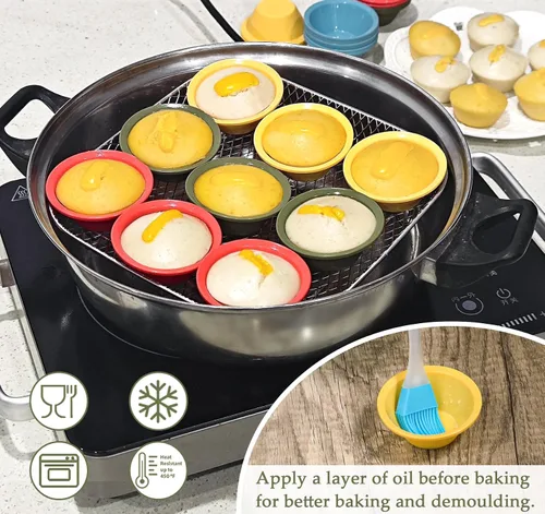 Miniatura 3 de Webake 24 piezas de silicona Puto Molder filipino de tamaño pequeño, 2.2 pulgadas de plástico de repuesto para hornear, molinillo Kutsinta