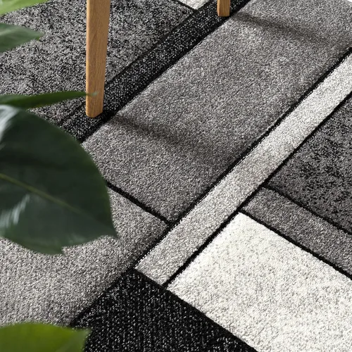 Miniatura 6 de Paco Home Alfombra de área con patrón geométrico moderno en gris y blanco, tamaño: 2' x 3'7