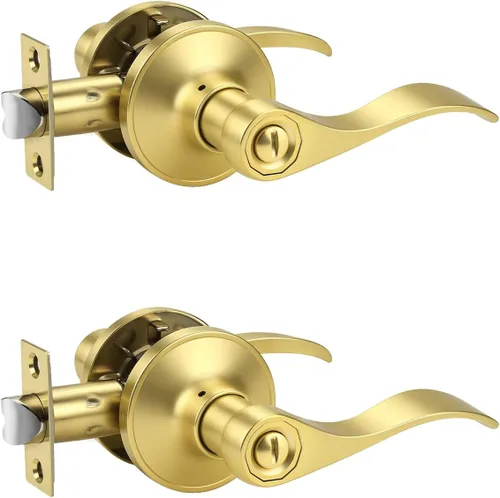 Miniatura 36 de KNOBWELL - Paquete de 2 pomos de puerta de bronce, manijas interiores para puerta de dormitorio y baño, manija de puerta de privacidad sin llave