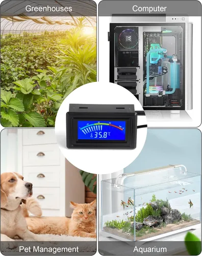 Miniatura 6 de Keynice. Sensor de temperatura termómetro. Fuente de poder, fahrenheit, grado y grados celsius. Pantalla lcd. Negra