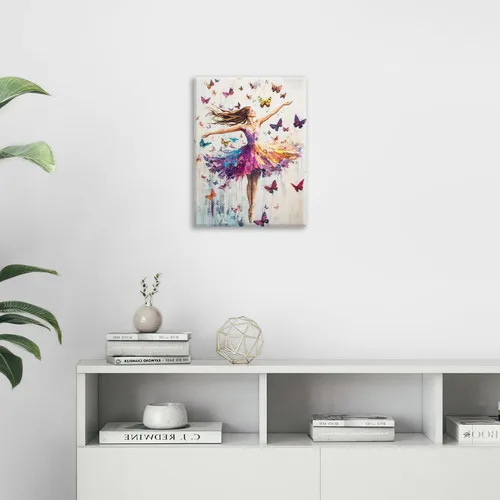 Miniatura 3 de Olivine Arte de Pared de Bailarina, Imágenes de Ballet de Mariposa Decoración de Pared, Impresiones Coloridas en Lienzo de Bailarina, Pintura