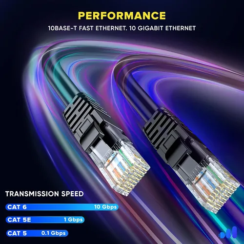 Miniatura 4 de Maximm Cable Ethernet Cat 6, cable de red y conexión de alta velocidad de 100 pies, UTP, 10 Gbps, cable Ethernet de 550 MHz, color negro