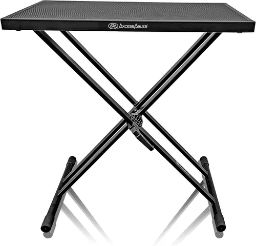 AxcessAbles - Soporte de mesa portátil ligero de 28 x 16 pulgadas para DJ, cabina de DJ con soporte para teclado de doble X, portátil y soporte de