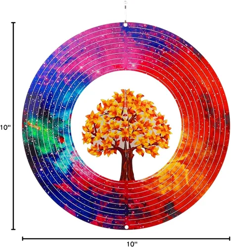 Miniatura 8 de Spring Song Árbol de la vida 3D Kinetic Wind Spinner para patio y jardín, de acero inoxidable, para interiores y exteriores, decoración colgante