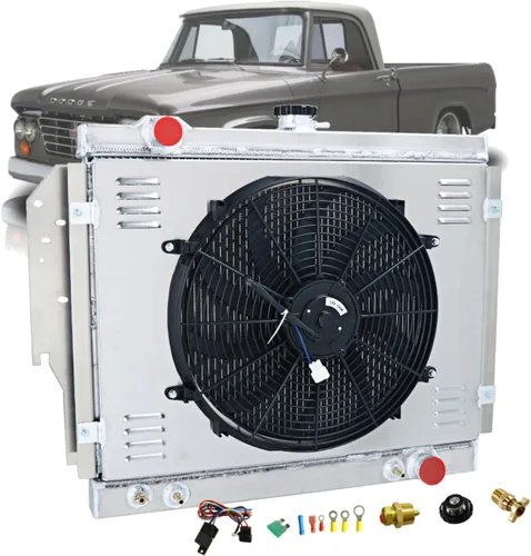 Radiador de aluminio de 3 filas+ventilador de 120 W+Kit de protección y relé de repuesto para Dodge D/W 1979-1993 100/200/250/300 400 Camión