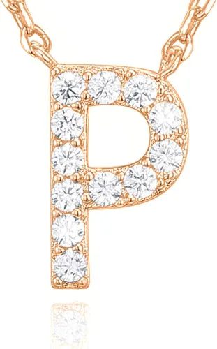 Miniatura 119 de PAVOI 14K White Gold Plated Cubic Zirconia Initial Necklace Letter Dainty Necklaces for Women